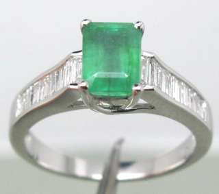  Solid 14Kt White Gold Natural Columbian Emerald 