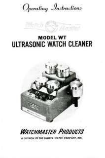 Watchmaster Model WT Cleaner INSTRUCTIONS MANUAL & SCHEMATICS PDF   CD 