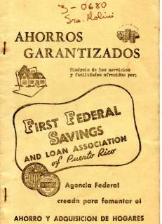 Puerto Rico 1940s Banking Booklet  