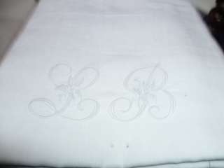 ANTIQUE FRENCH Embroidery bed PILLOW monograms L.R  