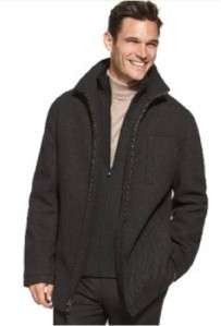   Wool Jacket Open Bottom Coat With Knit Bib XLARGE CHARCOAL  