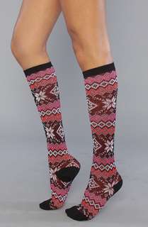 Accessories Boutique The Nordic Snowflake Knee High Sock in Fuchsia 