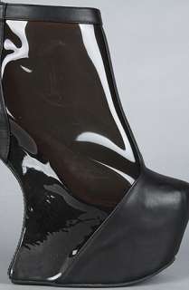 Jeffrey Campbell The Moon Walk Shoe in Black Leather and Charcoal 