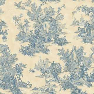 The Wallpaper Company 56 sq.ft. Blue and Cream Large Scale Classic 