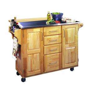 Home Styles Kitchen Cart in Natural Wood with Stainless Top 5086 95 at 