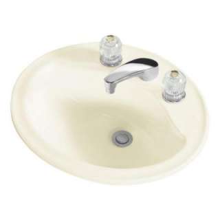   PlumbingSanibel Self Rimming Oval 8 Centers Bathroom Sink in Biscuit