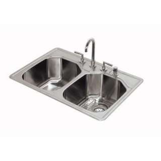 PegasusTop Mount 33 in. x 22 in. Double Bowl Kitchen Sink