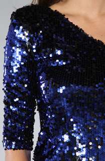 Blaque Label The One Shoulder Sequin Mini Dress in Black and Blue 