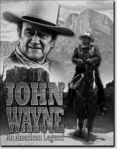 John Wayne American Legend TIN SIGN western vtg metal wall home decor 