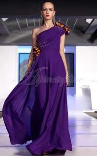  Purple Beading Cocktail Prom Party Long Dress Evening Gown  