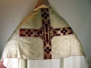 Antique Humeral Veil Vestment Gold Christ Crown Latin  