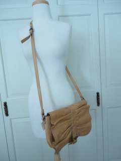 NWT $450 RED VALENTINO TAN LEATHER RUFFLED FLAP ADJUSTIBLE CROSS BODY 