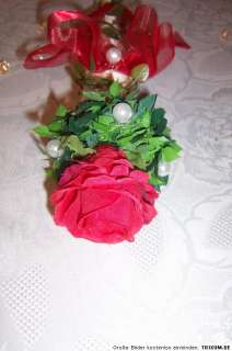 Töpfe mitSisalblüte (15cm)dekoriert mit Perlen,Rosenblattranke 