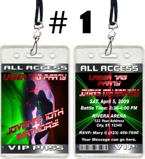 LASER TAG TICKET VIP BIRTHDAY PARTY INVITATIONS AND FAVORS U PRINT 