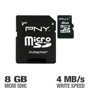 PNY P SDU8GB4 EF/BB 8GB Micro SDHC Class 4 Flash Card   4MB/sec, Full 