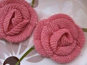 Lot 5pcs Machine Crochet Flower Hat Dress Deeppink 80mm  