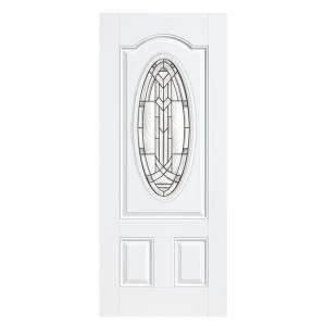    Hand Outswing 3 Quarter Oval Fiberglass Entry Door with No Brickmold
