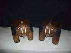 Pair Of Vintage Hand Carved Wood Elephant Plant~Vase Stands