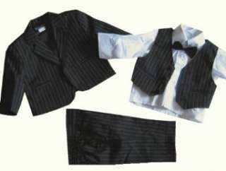5tlg. Taufanzug Baby Anzug Nadelstreifen schwarz  