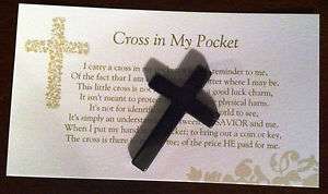   My Pocket   Hematite Cross + Pocket Card Poem *NEW* Jesus   Christian