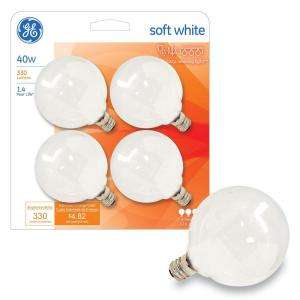 GE 40 Watt Soft White G16.5 Globe Incandescent Light Bulb (4 Pack 