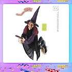 Halloween Hexe auf Besen 100cm mit Sound und Licht