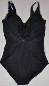 GOTTEX 1 piece Swim Suit BLACK White Womens NEW Size 8  