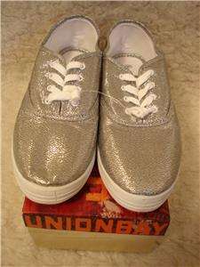 NIB UNIONBAY Silver Pewter Sneakers Shoes Womens 8  