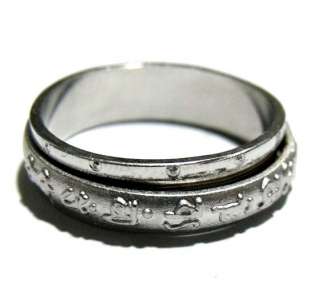 Tibetan silver OM Mani Padme Hum revolve Amulet Ring  