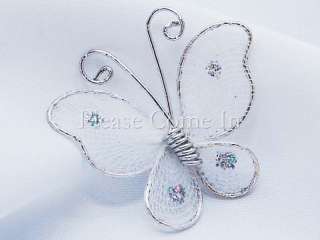 Hochzeit Dekoration Schmetterling 2.5cm Weiß Metall Nylon 100 Stück 