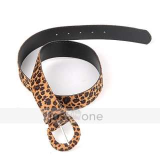 Fashion Cool Women Ladies Girls PU Leather Leopard Print Belt Buckle 