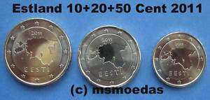 Estland 10+20+50 Euro Cent Münzen Prägejahr 2011 Euromünzen coins 