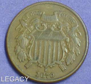 1870 U.S. 2¢ CENT PIECE BETTER DATE (PP+  