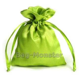 50 Moss Green Satin Wedding Favors Gift Bags 8X10.5cm  