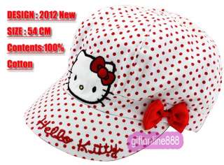 1667 White Hello Kitty Embroidered cotton sport Cap Hat  