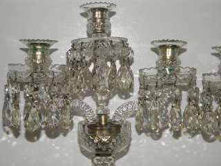 Unusual Pair of Antique Irish Cut Glass Crystal Candelabra NR  