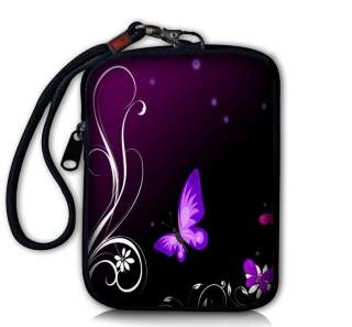 Purple Butterfly Digital Camera Case Bag Pouch + Strap  