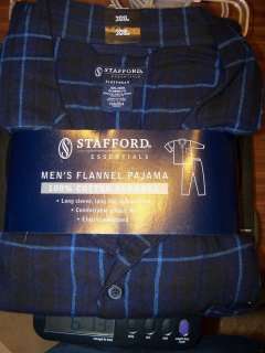 Stafford Blue Pajama PJ Lounge Pants Set Flannel Mens Size XXL 2XL NWT 