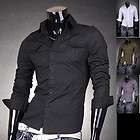   Designer Mens Casual Slim Line Strap Dress Shirt White Green Black