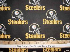   Steelers (Black) 100% Cotton Fabric   NFL Football Team Sports  