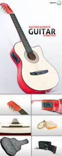Electric Acoustic Guitar Cutaway Design With Guitar Case, Strap, Tuner 