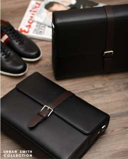Leather Cross Body Shoulder Bag Briefcase M036 Black  