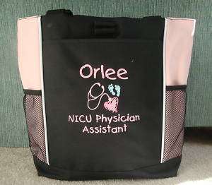 TOTE BAG Personalized Zippered Nurse RN ER NICU Baby  