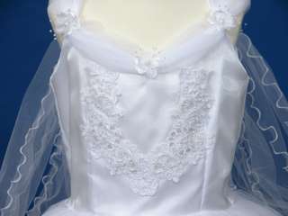 Communion/Pageant/Flower GIRL Satin WHITE Dress Sz 2  