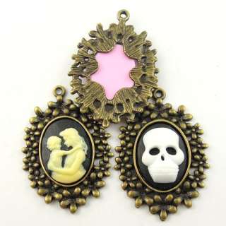 Mixed antique style resin cameo pendants jewellry finding charms 3pcs 