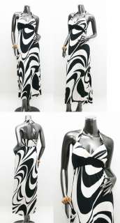 NEW simple luxury black & white halter neck maxi long dress one sized 