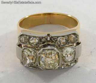 Superb Old Cut 2.75C Diamonds 18k Gold Ring  