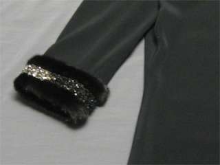 2500 Marchesa Gem Rhinestone Crystal Encrusted Black Mink Cuff Shift 