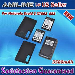 2x 3500mAh Extended Battery + Charger + Cover for Motorola Droid 3 