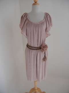   Blush Pink Floaty Liquid Poly Loose Layered Fluttery DRESS F42  
